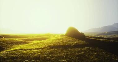 CGI Serenity in the golden light over rolling hills during dusk hours video