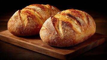 Delicious artisan bread bread photo with well defined crust and crumb