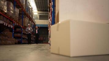 Business woman and warehouse workers are reviewing the list of items based on the documentation,141 photo