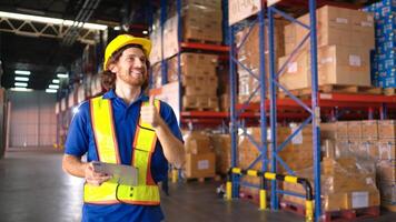 Portrait of warehouse workers are reviewing the list of items based on the documentation,108 photo