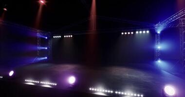 CGI Stage prepared for an evening performance with colorful lighting setup video