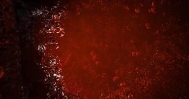 CGI Bubbles rising in a dark lava flow illuminated by bright red light video