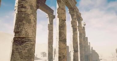 CGI Exploring ancient ruins with tall columns under a clear sky video