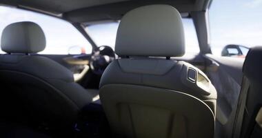 CGI Rear view of car interior showcasing modern design and spacious layout video