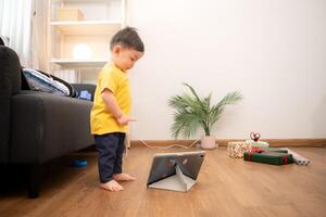 Little boy with a relaxing day at home with family,24 photo