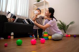 While in vacation at home, a mother engages in activities with little kid,10 photo