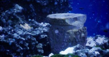 CGI Underwater ruins showcase ancient architecture in a coral reef video
