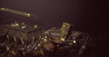 CGI Treasure chest overflowing with ancient artifacts and sparkling jewels video