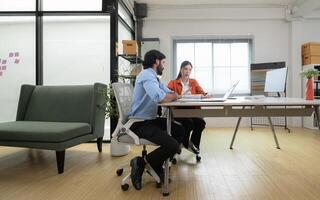 Two young entrepreneurs are on a mission to generate ideas and establish a business project,289 photo