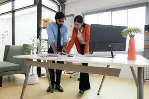 Two young entrepreneurs are on a mission to generate ideas and establish a business project,249 photo