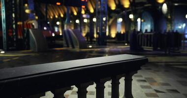 CGI Day turns to night at an illuminated urban train station with artistic design video
