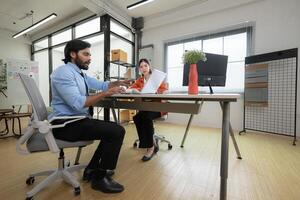 Two young entrepreneurs are on a mission to generate ideas and establish a business project,212 photo