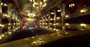 CGI Architecture of an elegant theater interior with stunning chandeliers video