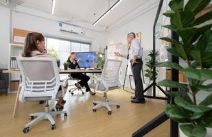In a contemporary office, a group of senior executives with a mission to approve new projects,146 photo