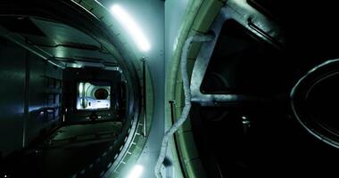 cgi utforska en trogen korridor i en sci fi space miljö video