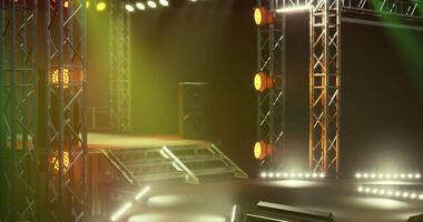 CGI Brightly lit stage setup for a live performance at an indoor venue video