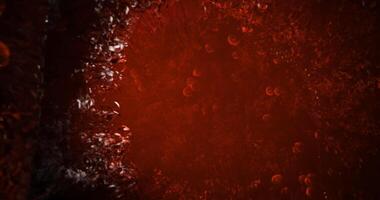 CGI Underwater world glows with vibrant orange hues in deep ocean video