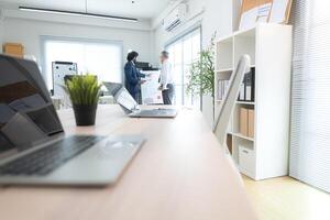 In a contemporary office, two senior executives with a mission to brainstorm and monitor,87 photo