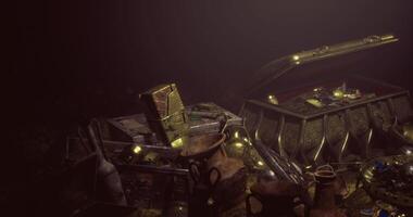 CGI Discovering hidden treasures in an ancient chest filled with artifacts video