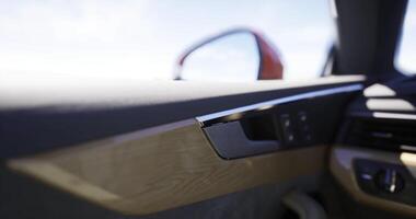 CGI Interior view of a modern car with sleek design elements and dashboard details video