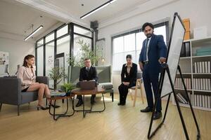 In a contemporary office, a group of senior executives with a mission to approve new projects,9 photo