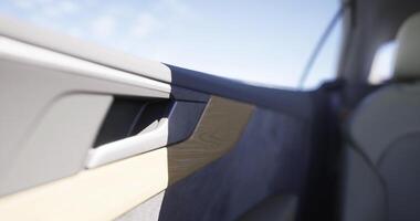 CGI Close up view of modern car interior detailing on a sunny day video