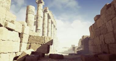 CGI Majestic columns rise amid ancient ruins under a bright sky video