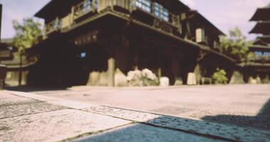 CGI Exploring traditional Japanese architecture in a serene courtyard setting video