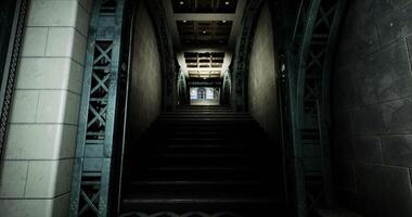CGI Mysterious staircase leading to a bright doorway in a historic building video