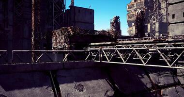 CGI Ruins of a futuristic city with abandoned structures under bright sunlight video