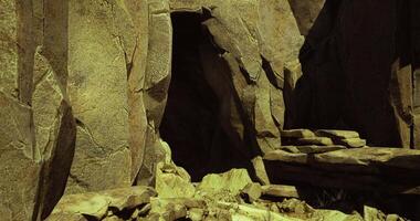 CGI Rock formations in a sunlit canyon displaying natural textures and shapes video