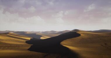 CGI Expansive desert landscape under a cloudy sky with rolling sand dunes video