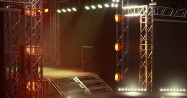 CGI Lighting setup for a stage event with vibrant colors and equipment video