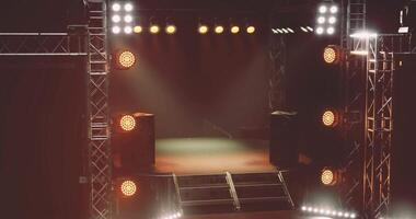 CGI Exciting concert stage setup with colorful lighting ready for performance video