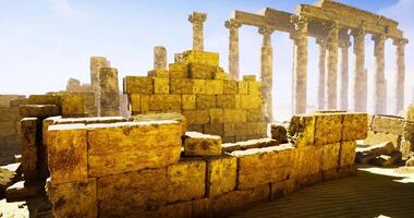 CGI Ancient ruins reveal historical architecture in a sunlit desert landscape video