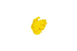 One yellow crumpled paper ball isolated on white. Blank for the designer. Ideas concepts with paper crumpled ball photo