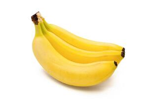 Three fresh bananas isolated on white. Fresh yellow bananas photo