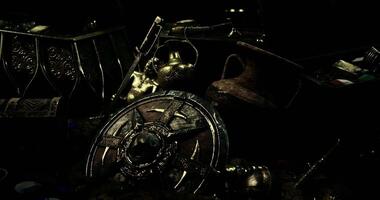 CGI Lost artifacts found in an ancient treasure trove during an excavation video