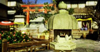 CGI Traditional lantern and serene garden setting in an ancient courtyard video