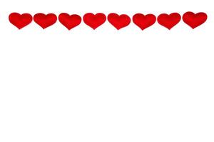 Red hearts on a white background, top view, copy space photo