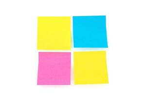 Set of colorful Blank Sticky Notes isolated on white background. Space for your text photo