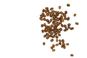 Coffee beans on white, top view photo
