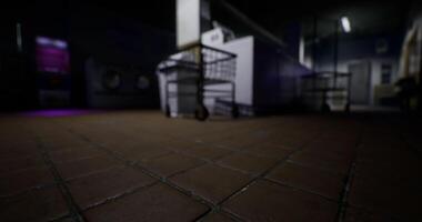CGI Mysterious dimly lit laundry area with unique shadows and color effects video