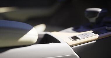 CGI Interior view of car console showing gear shift and push buttons video