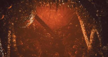 CGI Exploring a surreal underground cavern filled with vibrant glowing formations video