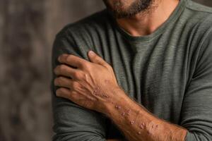 A man with a rash on his arm photo