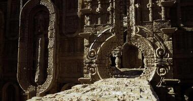 CGI Intricate stone carvings showcase ancient architecture in detailed relief video
