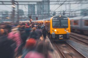 A train is coming down the tracks photo