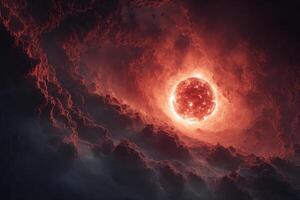 An image of a red star in the sky photo