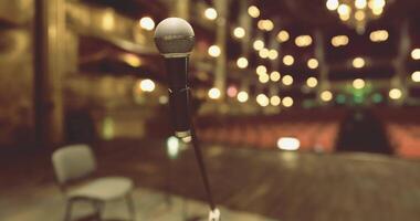 CGI Microphone on stage ready for performance at a theater during evening video